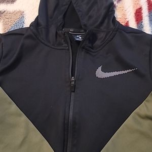 Nike Boys Green and black zip hoodie